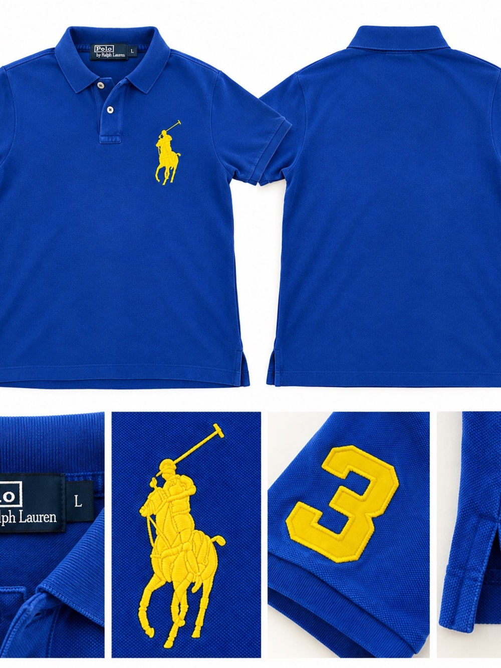 Polo Ralph Lauren Big Pony Blue Yellow Polo Shirt Men's